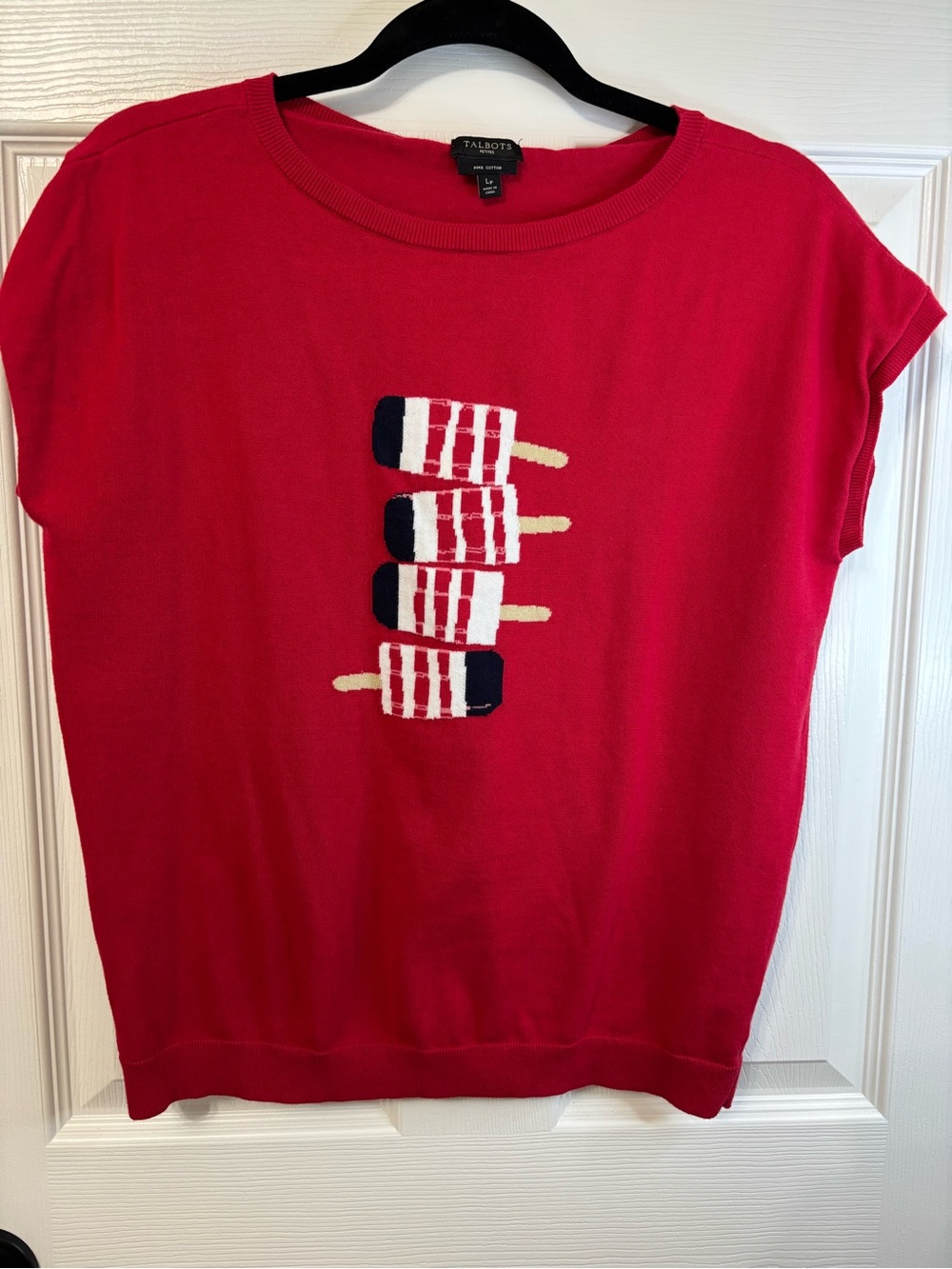 Talbots Petites Patriotic Popsicle Pima Cotton Sweater Top LP